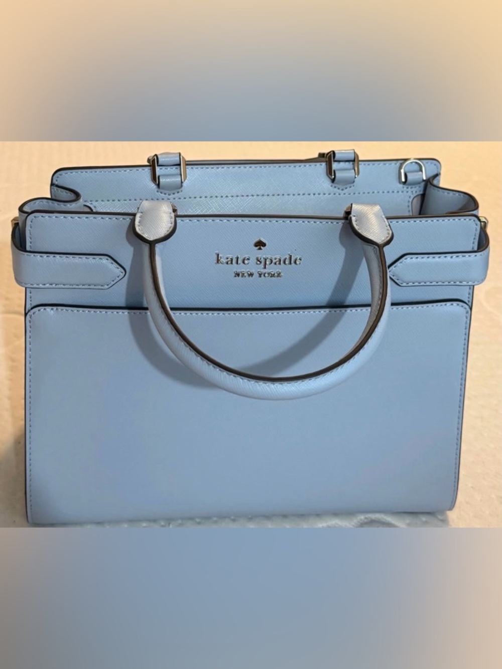kate spade Light Blue Saffiano Leather Top-Handle Satchel